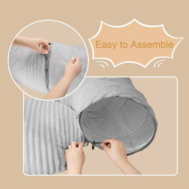 Cat Tunnel Bed for Indoor Cats, Peekaboo Cat Cave Bed, Detachable and Foldable Multifunctional Cat Bed Cat Bed Soft Cat Donut Tunnel for Kitten Large Cats, Grey